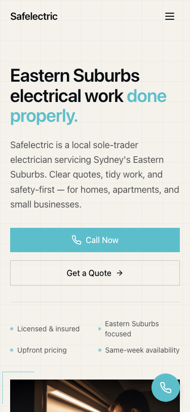 Safelectric new mobile website